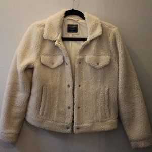 Cream Sherpa Button Up Jacket